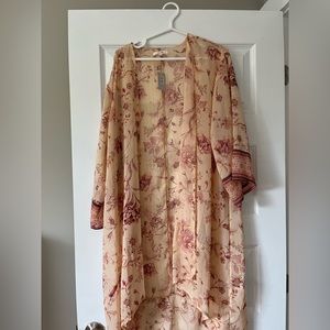 XXL pink flowered kimono